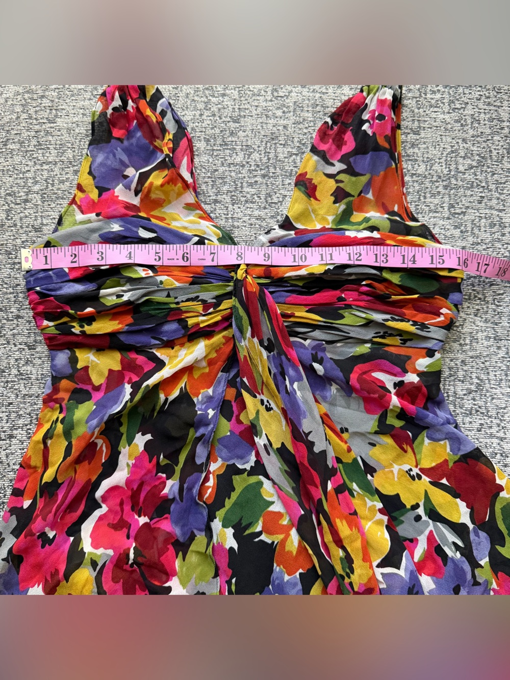 Donna Ricco Babydoll Dress Silk Y2K Floral Summer Tropical Resort Vacation Sz 4 - Picture 7 of 7